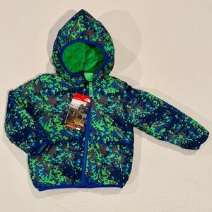 The North Face Blue and Green Camouflage Kids' Jacket